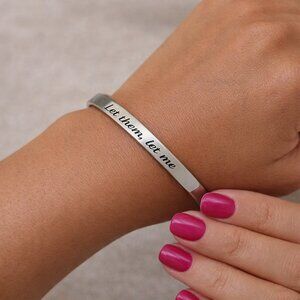 ✨ Sterling Silver Inspirational Engraved Bracelet — “Let Them, Let Me” ✨
